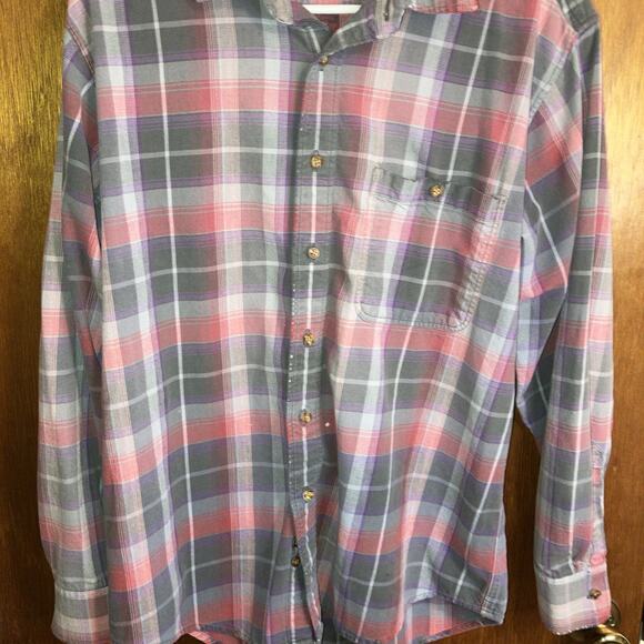 VTG Sears Roebuck Men's Long Sleeve Distressed Flannel Shirt - Size Large* - Picture 4 of 12